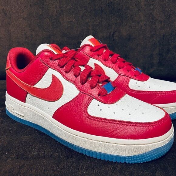 RARE NIKE SAMPLE AIR FORCE 1 Gym Red Total Orange Univ. Blue Womens 7 US 38 EUR - Picture 1 of 10